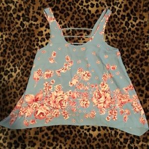 Floral Tank Top Blouse with Pink Flowers